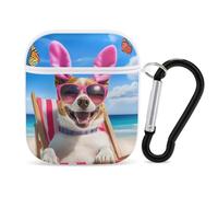 Happy Easter Dog Beach Butterfly Stylish Printed Bluetooth Headset Protective Cover Compatible with AirPods 1/2 with Buckle