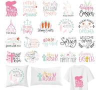 Happy Easter DTF Transfers Ready to Press, 20 PCS Colorful Bunny & Egg Iron-on Transfers, Easter Holiday Heat Transfer Vinyl for T-Shirts, Canvas Bags, and DIY Crafts