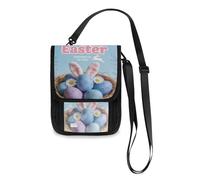 Happy Easter Egg Light Blue Travel Wallet Passport Holder Neck Wallet Slim Lightweight Crossbody Bag with Adjustable Strap
