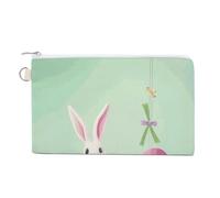 Happy Easter Egg Rabbit Canvas Coin Purse, Portable Zippered Change Pouch for Women, Small Wallet for Coins Keys Cards Lipstick