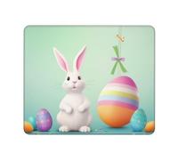 Happy Easter Egg Rabbit Mouse Pads Custom Design, Waterproof Gaming Mousepad Washable Computer Mousepads with Non-Slip Rubber Base Square Mouse Mat for Laptop Office Home 10 x 12 inch