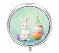 Happy Easter Egg Rabbit Pill Case Pill Box with 3 Compartments
