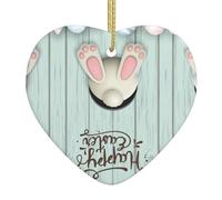 Happy Easter Eggs Bunny Tail Christmas Ornament Home Decor Gifts For Xmas Hanging Heart Shaped Ceramic Xmas Decoration