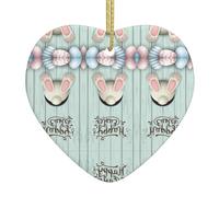 Happy Easter Eggs Bunny Tail Christmas Tree Ceramic Hanging Heart Shaped Ornament Pendant Holiday Party Home Decor