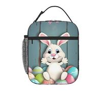 Happy Easter Eggs Bunny Tail Lunch bag Insulated Lunch Box for Women Men Reusable Lunch Tote Bag Leakproof Lunch Cooler Bag Portable Food Handbags for Travel Work Picnic