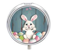 Happy Easter Eggs Bunny Tail Pill Case Pill Box with 3 Compartments
