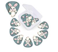 Happy Easter Eggs Bunny Tail Print Guitar Picks 12 Pack Guitar Plectrums with Storage Box Bass Picks For Acoustic Guitar Bass Electric Ukulele Includes 0.46mm, 0.71mm, 0.96mm