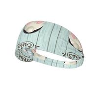 Happy Easter Eggs Bunny Tail Printed Elastic Sports Headband： Stretchy Sweatband for Running, Gym, Cycling, Yoga, Fitness & Travel