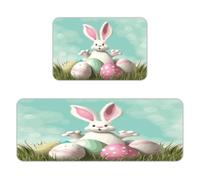 Happy Easter Eggs Bunny Tail1 Kitchen Mats Kitchen Rugs Standing Mat