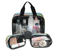 Happy Easter Eggs Rabbit Travel Makeup Bag for Women Men, Cute Easter Translucent Cosmetic Bags 3 Pcs Large Shower Wash Pouch Toiletry Cosmetic Toiletries Organizer