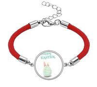 Happy Easter Festival Egg Stripe Lucky Red String Bracelet Rope Bracelet Handmade
