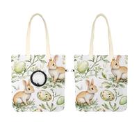 Happy Easter Flower with Cute Rabbits Pet Canvas Bag, Portable Shoulder Carrying Bag Cat Carriers for Outdoor Shopping Camping