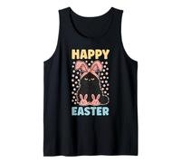 Happy Easter Funny Black Cat Bunny Ears Tank Top