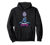 Happy Easter Funny Howling Bunny Egg Moon Vintage Pullover Hoodie