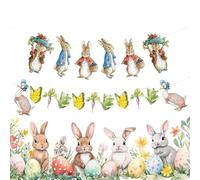 Happy Easter Garland Decoration - Paper 15Cm 30G | Rabbit Banner Hanging Ornament Display | Spring Holiday Party Decor For Living Room Porch Patio Mantle Nursery Farmhouse