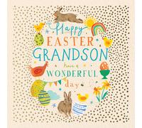 Happy Easter Grandson Eggscellent Bunnies Artistic Easter Greeting Card
