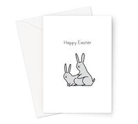 Happy Easter Greeting Card | Two Bunnies Humping Happy Easter Card, Rabbits Humping Doodle, Rude, Funny Easter Card for Him, Her