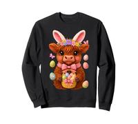 Happy Easter Highland Cow Heifer Easter Day Farmer Cowgirl Sweatshirt