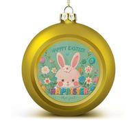 Happy Easter Holiday Christmas Ball Ornaments 2.4 Inch, Shatterproof Plastic Xmas Balls Funny Christmas Tree Ornaments Hanging Balls for Holiday Party Home Decor, 2PCS