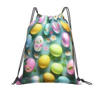 Happy Easter Holiday Print Men Women String Backpack Lightweight Swimming Bags Foldable Gym Sack For Swim Hiking Beach