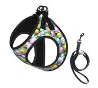 Happy Easter Holiday Print Reflective Pet Leash Vest For Small Dogs & Cats, Adjustable Outdoor Walking Hiking Vest
