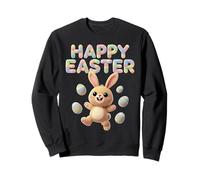 Happy Easter Knitted Crochet Rabbit Cute Egg Hunt Kids Sweatshirt