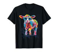 Happy Easter Lamb Sheep Colourful Artwork with Sunglasses T-Shirt