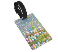 Happy Easter Luggage Tags for Suitcases, PVC Suitcase Tag with Secure Strap Suitcase Identifier with Privacy Name Card for Travel Bag Tags Personalized Baggage Tag for Women Men