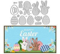 Happy Easter Metal Cutting Dies for Card Making, Easter Bunny Eggs Die Cuts Carbon Steel Embossing Stencil Template Tools for DIY Scrapbooking Paper Card Photo Album Craft Supplies
