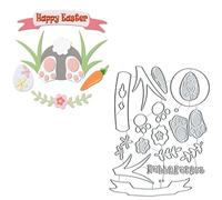 Happy Easter Metal Die Cuts, Happy Easter Rabbit Metal Cutting Dies Cut Stencils Card Paper Craft DIY Template Metal Cutting Dies Album Embossing Paper Dies for Card Making Scrapbooking