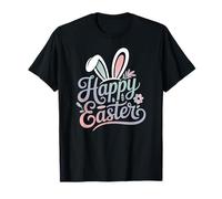 Happy Easter Minimal Bunny Hoppy Design Cute Rabbit Floral T-Shirt