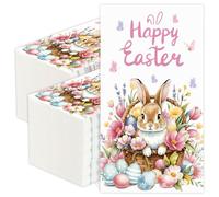 Happy Easter Napkins, 200 PCS Easter Paper Napkins, Bathroom Napkin Guest Disposable, Colorful Easters Eggs Bunny Floral Decorative Dinner Paper Napkin Tableware for Easters Party Decorations
