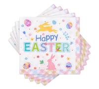 Happy Easter Napkins with Bunny and Eggs Design, Disposable Paper Serviettes for Easter Party Decorations, 33x33 cm, 40 Sheets (Multicolor-2)