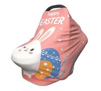 Happy Easter Nursing Cover 360° Full Coverage Bunny Eggs Stretch Scarf for Breastfeeding and Car Seat Cover Fit for Most Pushchairs and Prams