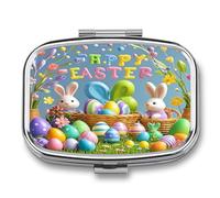 Happy Easter Pill Case Travel Portable Pocket Pill Box 2 Compartment Medicine Case Large Capacity Daily Pill Cases Vitamin Organizer Medicine Organizer Small Pill Box