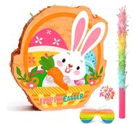 Happy Easter Pinata for Spring Day Decorations, 13.8'' x 16'' Spring Bunny Piñata Egg Piñata for Easter Party Decorations Supplies Bunny Party Favors