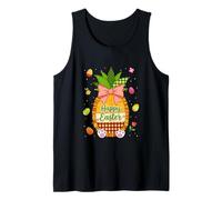 Happy Easter Pineapple Bow Tie Colorful Eggs Vegan Family Tank Top
