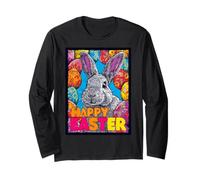 Happy Easter Pop Art Easter Bunny Easter Eggs Funny Cute Long Sleeve T-Shirt