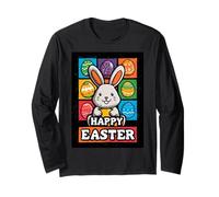 Happy Easter Pop Art Easter Bunny Easter Eggs Funny Cute Long Sleeve T-Shirt