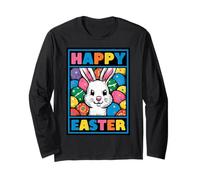 Happy Easter Pop Art Easter Bunny Easter Eggs Funny Cute Long Sleeve T-Shirt