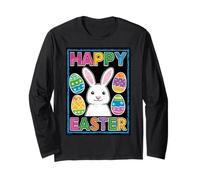 Happy Easter Pop Art Easter Bunny Easter Eggs Funny Cute Long Sleeve T-Shirt