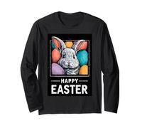 Happy Easter Pop Art Easter Bunny Easter Eggs Funny Cute Long Sleeve T-Shirt