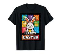 Happy Easter Pop Art Easter Bunny Easter Eggs Funny Cute T-Shirt