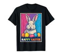 Happy Easter Pop Art Easter Bunny Easter Eggs Funny Cute T-Shirt