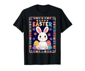 Happy Easter Pop Art Easter Bunny Easter Eggs Funny Cute T-Shirt