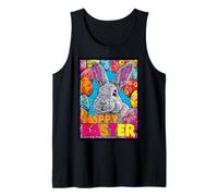 Happy Easter Pop Art Easter Bunny Easter Eggs Funny Cute Tank Top