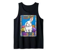 Happy Easter Pop Art Easter Bunny Easter Eggs Funny Cute Tank Top