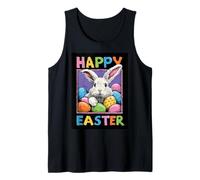 Happy Easter Pop Art Easter Bunny Easter Eggs Funny Cute Tank Top