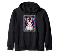 Happy Easter Pop Art Easter Bunny Easter Eggs Funny Cute Zip Hoodie