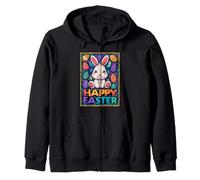 Happy Easter Pop Art Easter Bunny Easter Eggs Funny Cute Zip Hoodie